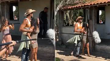Bella Campos mostra os bastidores de cena com Alanis Guillen e Leandro Lima na novela Pantanal - Foto: Reprodução / Instagram