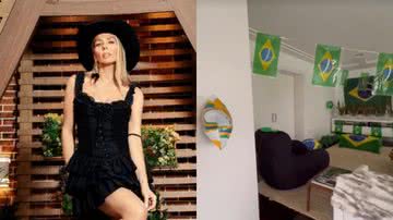 Apresentadora Adriane Galisteu mostra mansão em suas redes sociais com decoração para torcer para Seleção Brasileira - Foto: Reprodução / Instagram