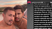 Carlinhos Maia desabafou nas redes sociais após novos boatos sobre o motivo da separação de Lucas Guimarães - Foto: Reprodução / Instagram