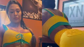 Gracyanne Barbosa exibe corpaço em look de academia verde e amarelo - Reprodução/Instagram
