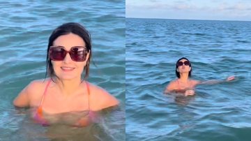 De biquíni, Fátima Bernardes surge no mar e agradece carinho dos fãs - Reprodução/Instagram