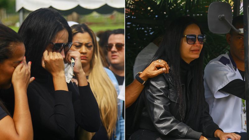 Ex-A Fazenda Shayene Cesário chora no enterro do marido - Fotos: Vitor Pereira / AgNews