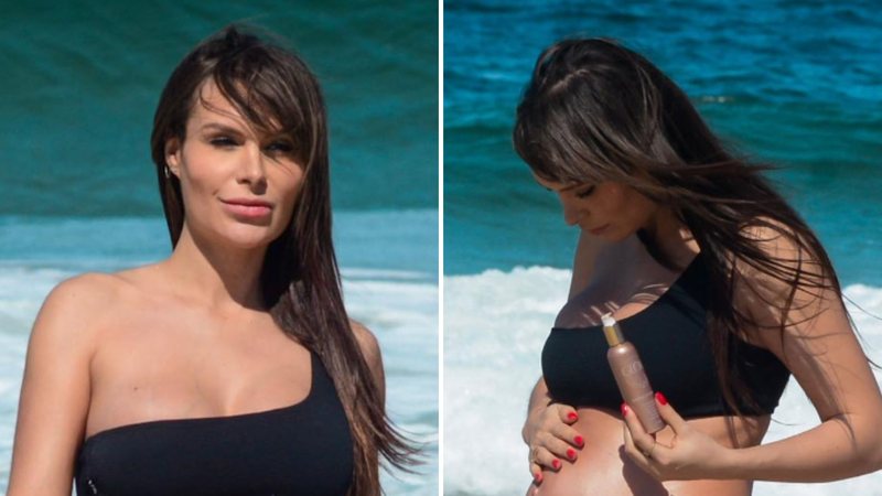 Eterna Mendigata, Fernanda Lacerda exibe barrigão de grávida ao ir à praia - AgNews