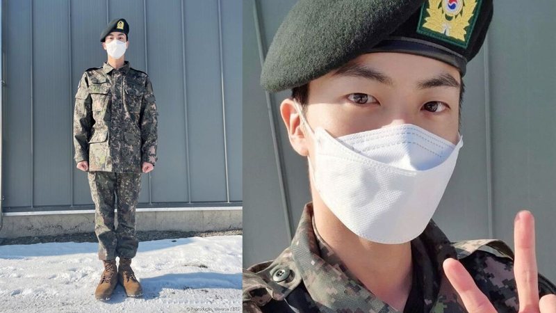 Jin do BTS divulga fotos cumprindo o serviço militar obrigatório - Foto: Reprodução/ WEVERSE BTS