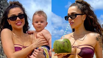 De biquíni, Paula Amorim passeia na praia com o filho - Reprodução/Instagram