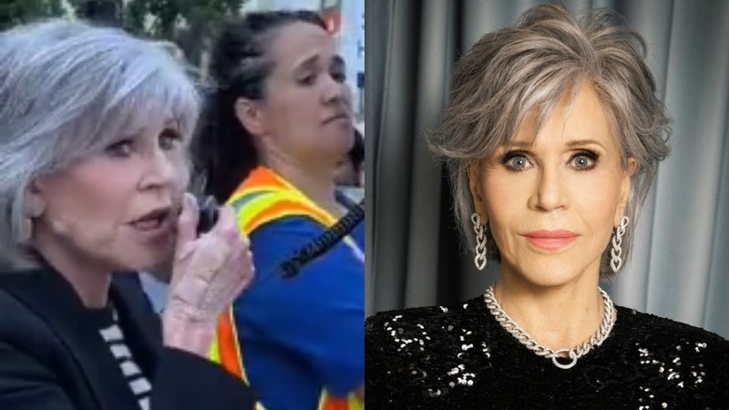 Atriz Jane Fonda faz parte de protesto que reivindica melhores condições de trabalho para atores - Foto: Reprodução / Instagram / Twitter