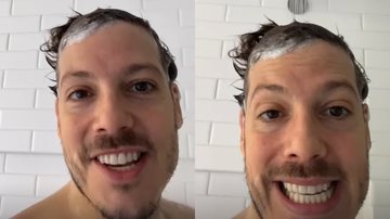 Apresentador e humorista Fabio Porchat aparece ensaboado para relatar problema em chuveiro de mansão - Foto: Reprodução / Instagram