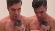 Jarbas Homem de Mello dá banho de chuveiro no filho - Reprodução/Instagram