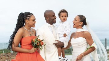 Rafael Zulu com a esposa e os dois filhos no dia do seu casamento - Foto: Reprodução / Instagram