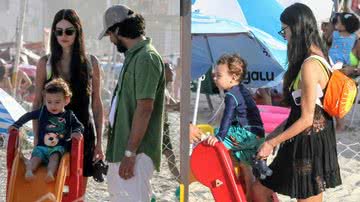 Thaila Ayala e Renato Góes brincaram com filho em praia no Rio de Janeiro - Agnews