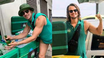 Daniel Erthal viralizou após ser flagrado por fãs vendendo cerveja na orla de Copacabana, no Rio - Foto: Reprodução / Instagram / AGNEWS