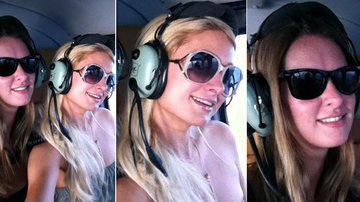 Paris Hilton e Nicky Hilton em passeio de helicóptero - Twitter / Reprodução
