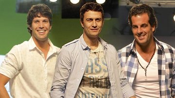 Gustavo Leão, Gabriel Braga Nunes e Álvaro Garnero em shopping, em SP.