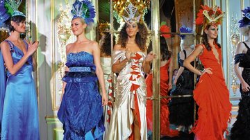Marina, Laure, Amelia e Joana desfilam peças inspiradas no carnaval do Rio, no hotel Le Meurice.
