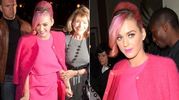 Katy Perry escolhe visual cor-de-rosa para assistir musical na Inglaterra - Getty Images