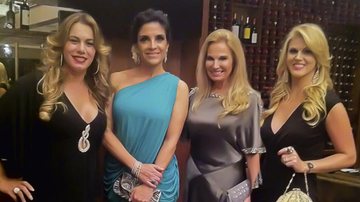 Débora Rodrigues, Lydia Sayeg, Brunete Fraccaroli e Val Marchiori gravam o reality show da Band em refinado restaurante argentino em SP.