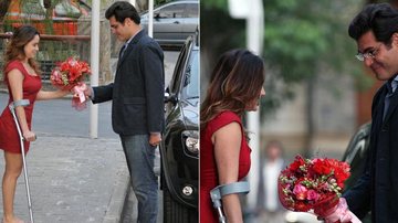 Ana (Fernanda Vasconcellos) recebe flores de Lúcio (Thiago Lacerda) em 'A Vida da Gente' - TV Globo