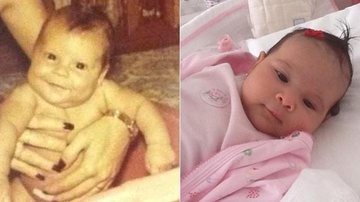 Aline Barros divulgou uma foto quando era bebê (à esq.) e outra de sua filha no Twitter - Twitter / Reprodução