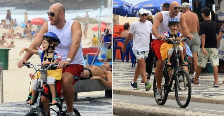 Nalbert anda de bicicleta com a filha, Rafaela - Wallace Barbosa/ AgNews
