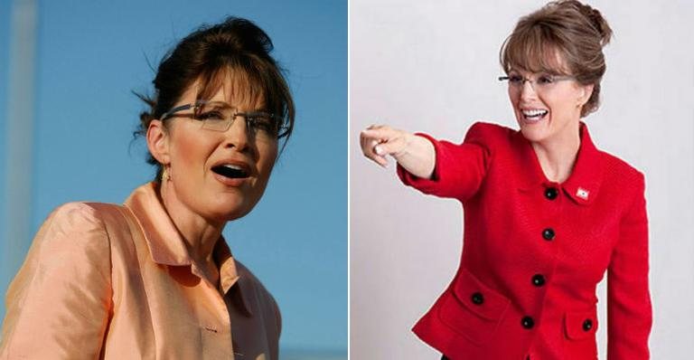 Sarah Palin e a atriz Julianne Moore no filme sobre a candidata - Getty Images/ Reprodução