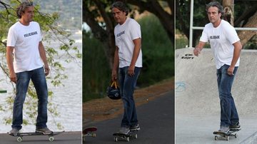 Alexandre Borges mostra habilidade no skate - Wallace Barbosa/AgNews