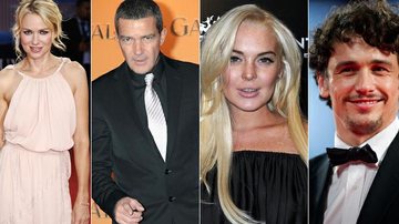 Naomi Watts, Antonio Banderas, Lindsay Lohan e James Franco estão entre atores que viverão ícones da história no cinema - Fotomontagem