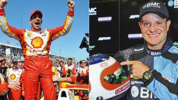 Helio Castroneves e Rubens Barrichello são destaques no GP do Alabama - Fotomontagem