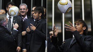 Neymar joga bola na Câmara dos Deputados, em Brasília - Reprodução/Rodolfo Stuckert/Beto Oliveira