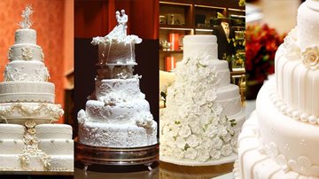 Texturas diferentes, como renda e poás, dão charme aos bolos de casamento - Foto-montagem