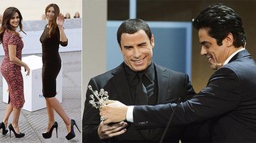 A musa espanhola e a diva italiana promovem os seus filmes no festival e arrasam com looks de modelagem semelhante. Benicio Del Toro pilota homenagem ao astro John Travolta. - Reuters