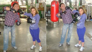 Claudia Rodrigues e Julinho do Carmo em descontraído treino de boxe - Divulgação