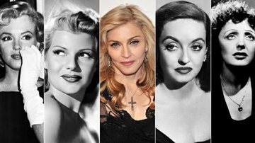 Madonna entre Marilyn Monroe, Rita Hayworth, Bete Davis e Edith Piaf - Splash News, Getty Images e Reprodução