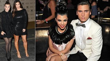 Kourtney com a irmã, Kim Kardashian, e o namorado, Scott Disick - Getty Images