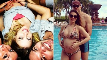 Sheila Mello mostra foto em que aparece recebendo o carinho de amigos em seu barrigão de grávida - Reprdoução/Instagram
