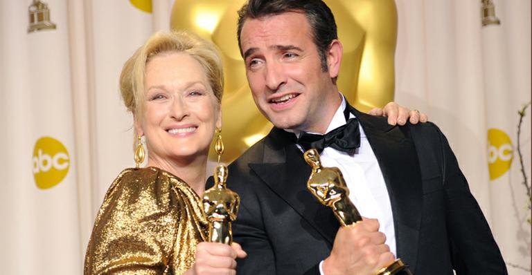 Meryl Streep e Jean Dujardin no Oscar 2012 - Getty Images