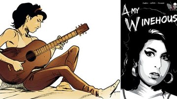 Capa e ilustração da HQ brasileira sobre Amy Winehouse - Divulgação