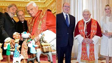Papa Bento XVI com o presidente Lula e ao lado do Príncipe Albert II de Mônaco e a princesa Charlene - Reuters/ Getty Images