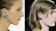 O ear cuff apareceu o ano passado no desfile da Chanel em Paris. Esse ano, também na semana de moda parisiense, o brinco surgiu no desfile da grife Dries Van Noten - Foto-montagem/ Márcio Madeira