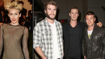 Miley Cyrus; Liam Hemsworth e seus irmãos, Chris e Luke - Getty Images