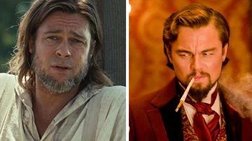Brad Pitt e Leonardo DiCaprio fazem dois papeis distintos em produções sobre a escravidão de negros nos Estados Unidos - Reprodução/YouTube e Divulgação/Sony Pictures