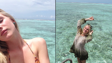 Fiorella Mattheis descansa com o mar cristalino das Maldivas ao fundo - Reprodução/Instagram