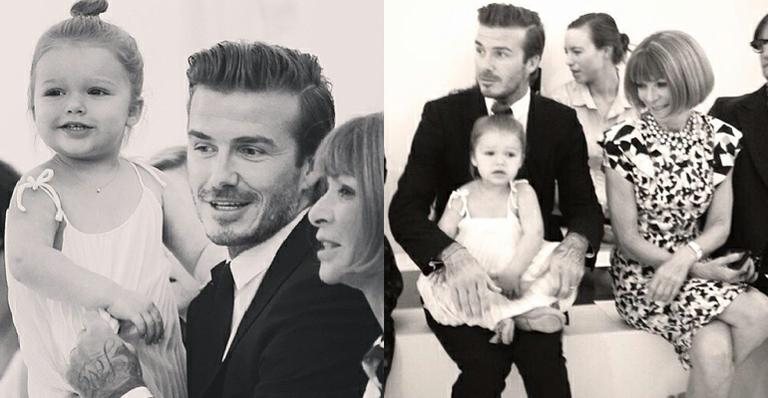 David Beckham e a filha, Harper Seven, que arrancou um sorriso de Anna Wintour - Foto-montagem