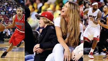 Elle Macpherson leva o filho para assistir uma partida de basquete - Steve Mitchell/ USA Today Sports