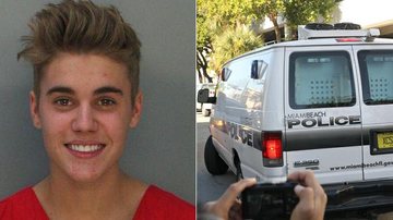 Justin Bieber é levado dentro de camburão para a prisão - Divulgação e AKM-GSI/Splash