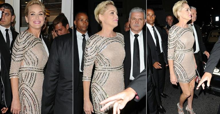Sharon Stone usa vestido de estilista mineira em festa em Cannes - Foto-montagem