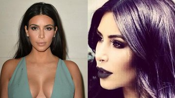Kim Kardashian aparece com cabelo roxo e piercing no nariz - Getty Images/ Reprodução