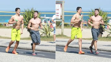 Enzo Celulari corre com amigo na praia - Dilson Silva / AgNews
