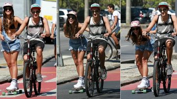 Bruna Marquezine anda de skate com amigos no Rio - Wallace Barbosa/AgNews