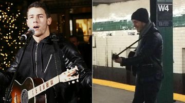 Nick Jonas toca em metrô de Nova York - Getty Images e Twitter/Reprodução