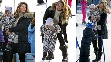 Gisele Bündchen leva os filhos para patinar no gelo - Splash News / AKM-GSI